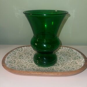 Vintage Elegant Green Glass Vase
